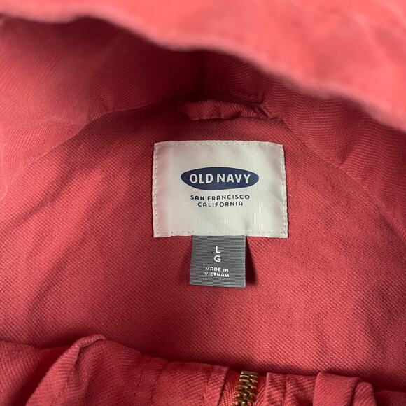 Old Navy Parka Jacket Full Zip Womens Large Pink Pockets Hooded Chore - Picture 6 of 10